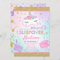 Unicorn Sleepover Party Invitation Slumber Party