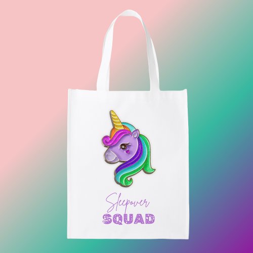 Unicorn Sleepover Squad birthday party  Grocery Bag