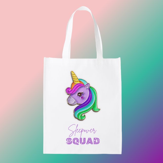 Unicorn Sleepover Squad birthday party  Grocery Bag (Creator Uploaded)