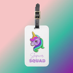 Unicorn Sleepover Squad birthday party  Luggage Tag