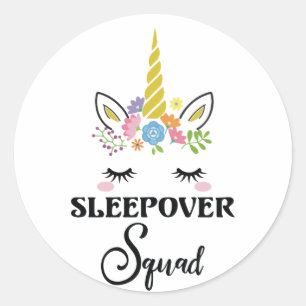 Unicorn Sleepover Squad Birthday Slumber Party Classic Round Sticker