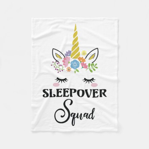Unicorn Sleepover Squad Birthday Slumber Party Fleece Blanket