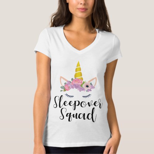 Unicorn Sleepover Squad Birthday Slumber Party Gif T_Shirt