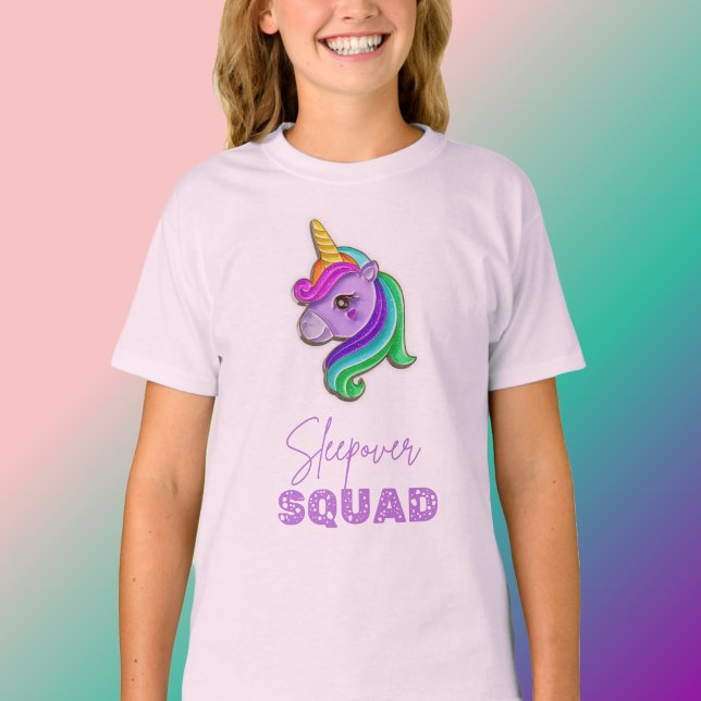 Unicorn Sleepover Squad pyjama party favor t-shirt (Creator Uploaded)
