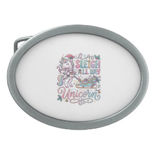 Unicorn Sleigh All Day Unicorn Adorable Sticker an Belt Buckle