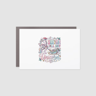 Unicorn Sleigh All Day Unicorn Adorable Sticker an Car Magnet