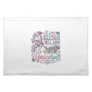 Unicorn Sleigh All Day Unicorn Adorable Sticker an Cloth Placemat