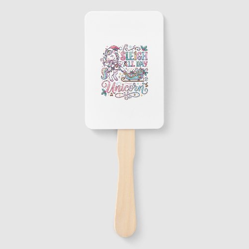 Unicorn Sleigh All Day Unicorn Adorable Sticker an Hand Fan