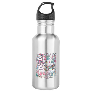 Unicorn Sleigh All Day Unicorn Adorable Sticker an Stainless Steel Water Bottle