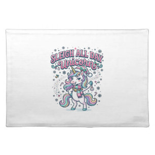 Unicorn Sleigh All Day Unicorn Charming Merch Desi Cloth Placemat