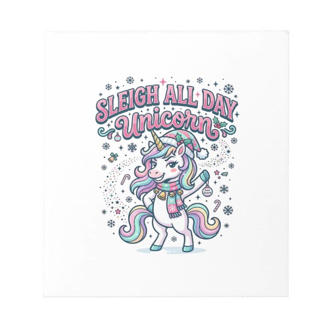 Unicorn Sleigh All Day Unicorn Charming Merch Desi Notepad (Front)