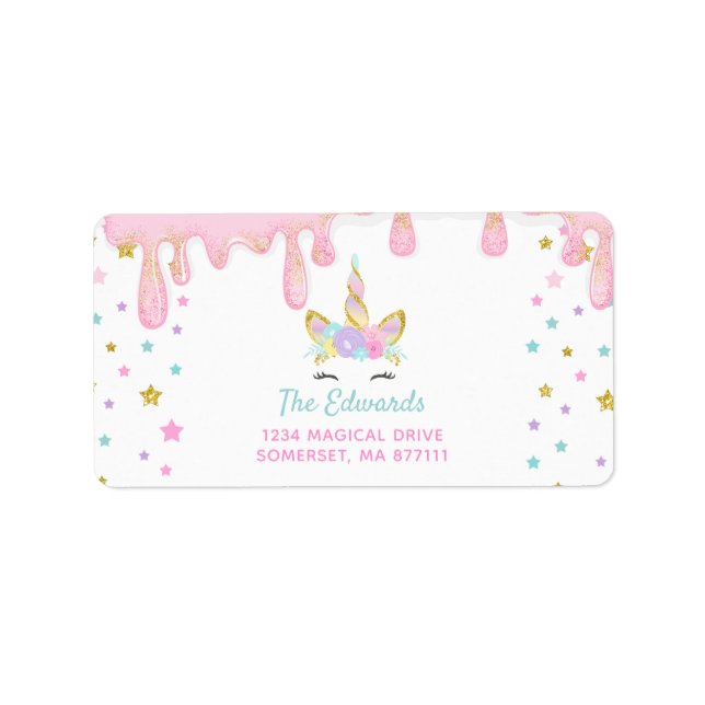 Unicorn Slime Address Labels Unicorn Slime Party (Front)