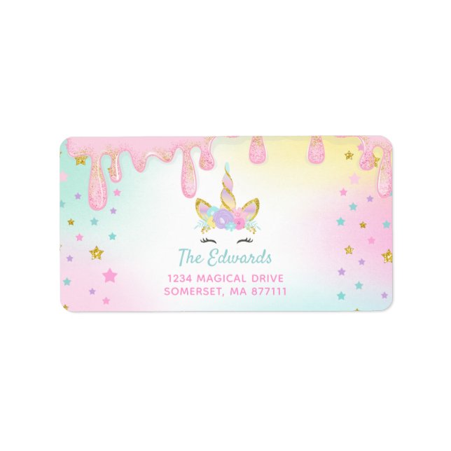 Unicorn Slime Address Labels Unicorn Slime Party (Front)