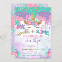 Unicorn Slime Birthday Invitation Slime Party