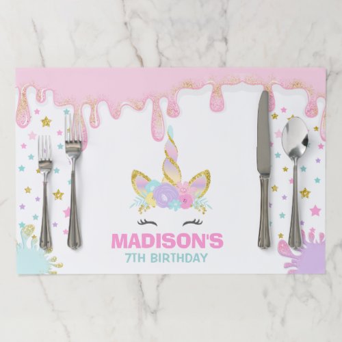 Unicorn Slime Birthday Party Placemat Slime Party