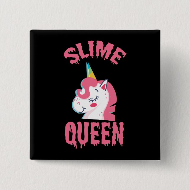 Unicorn Slime Queen, Girls Slime Queen, Slime Button (Front)