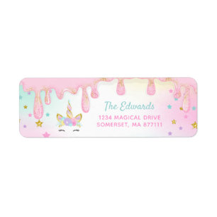 Unicorn Slime Return Address Labels Slime Party