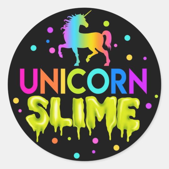 Unicorn Slime Stickers, Slime Labels, Slime favors Classic Round Sticker | Zazzle.com