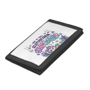Unicorn Slothicorn Slow Magic Colorful Marketplace Tri-fold Wallet