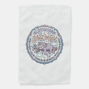 Unicorn Slothicorn Slow Magic Whimsical T-Shirt De Garden Flag
