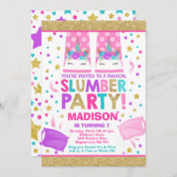 Unicorn Slumber Party Birthday Invitation