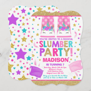 Unicorn Slumber Party Birthday Invitation
