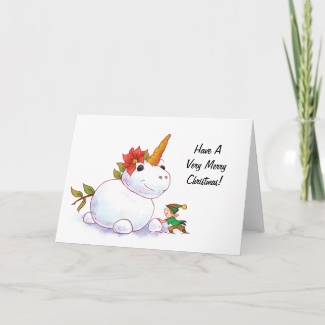 Unicorn Snowman Holiday Card (Front)