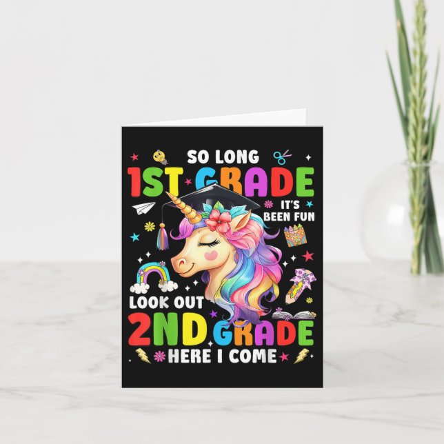 Unicorn So Long First Grade Graduation 2nd Grade H Card (Front)