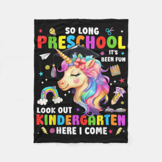 Unicorn So Long Pre K Graduation Kindergarten Here Fleece Blanket