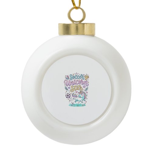 Unicorn Soccer Unicorn Star Cute Ceramic Ball Christmas Ornament