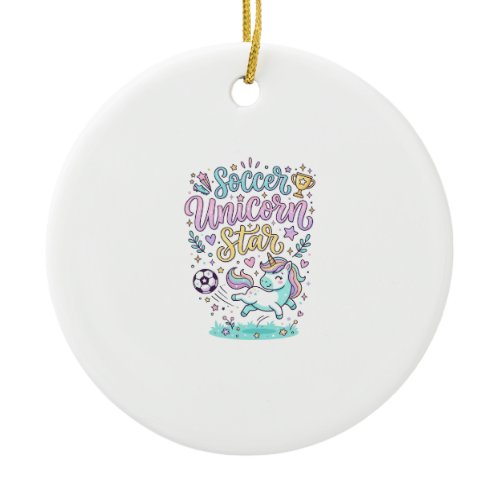 Unicorn Soccer Unicorn Star Cute Ceramic Ornament