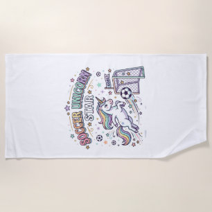 Unicorn Soccer Unicorn Star Funny Vector Design_1 Beach Towel