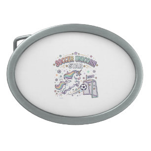 Unicorn Soccer Unicorn Star Funny Vector Design_1 Belt Buckle