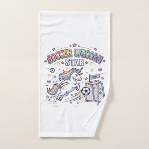 Unicorn Soccer Unicorn Star Funny Vector Design_1 Hand Towel