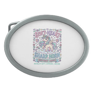 Unicorn Soft Heart Sharp Horn Bold Typography Prod Belt Buckle