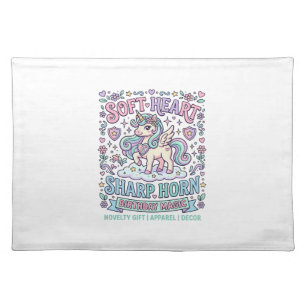 Unicorn Soft Heart Sharp Horn Bold Typography Prod Cloth Placemat