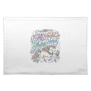Unicorn Soft Heart Sharp Horn White Background Typ Cloth Placemat