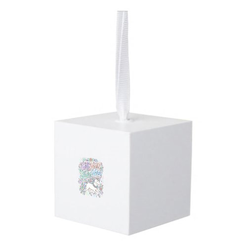 Unicorn Soft Heart Sharp Horn White Background Typ Cube Ornament