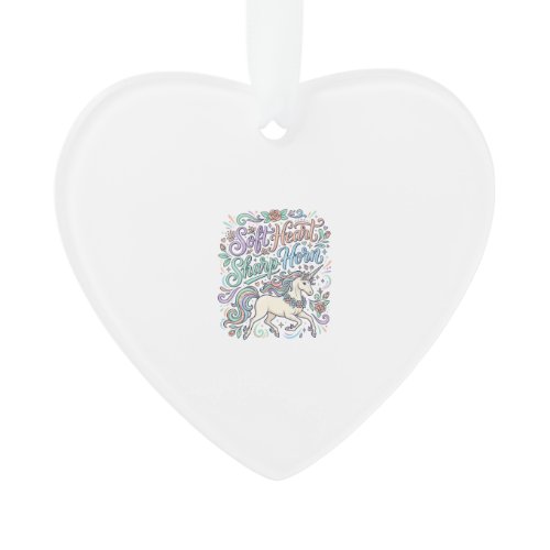 Unicorn Soft Heart Sharp Horn White Background Typ Ornament
