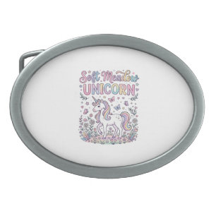 Unicorn Soft Meadow Unicorn Adorable Vector Design Belt Buckle