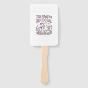 Unicorn Soft Meadow Unicorn Adorable Vector Design Hand Fan