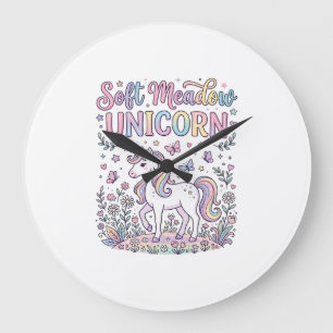 Unicorn Soft Meadow Unicorn Adorable Vector Design Large Clock