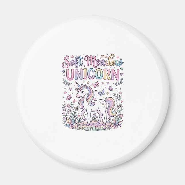 Unicorn Soft Meadow Unicorn Adorable Vector Design Magnet (Front)