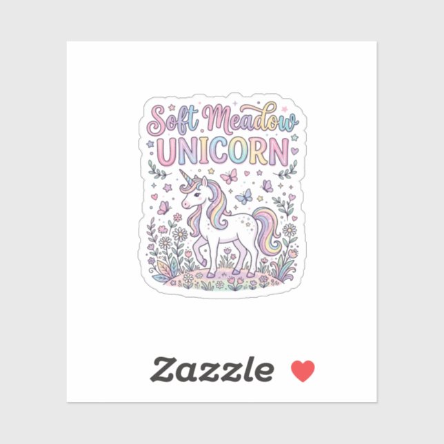 Unicorn Soft Meadow Unicorn Adorable Vector Design Sticker (Sheet)