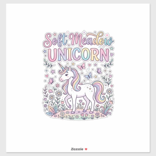 Unicorn Soft Meadow Unicorn Adorable Vector Design Sticker (Sheet)