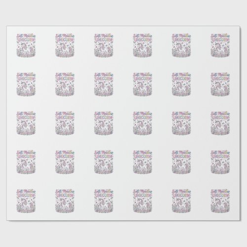 Unicorn Soft Meadow Unicorn Adorable Vector Design Wrapping Paper