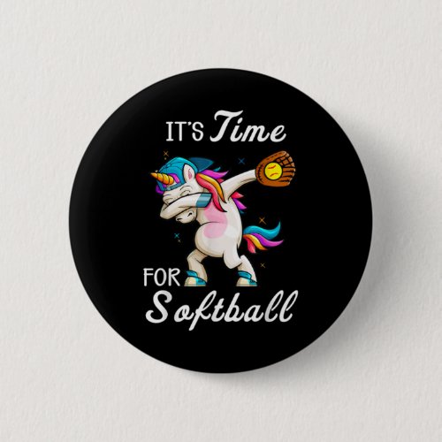 Unicorn Softball Girls Women Softball Button