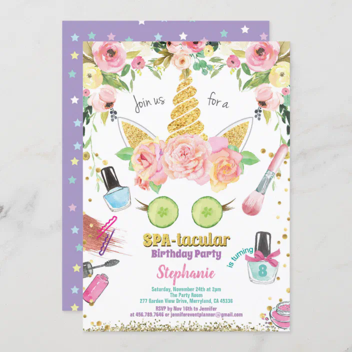 PARTY INVITATION CLASSY GLAMOROUS UNICORN BIRTHDAY 