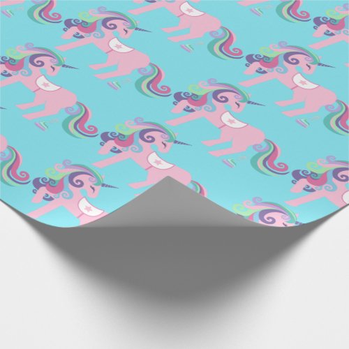 Unicorn Sparkl Glitter Pink Floral Candy Baby Mint Wrapping Paper