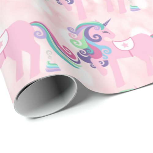 Unicorn Sparkl Glitter Pink Floral Candy Sweet Wrapping Paper